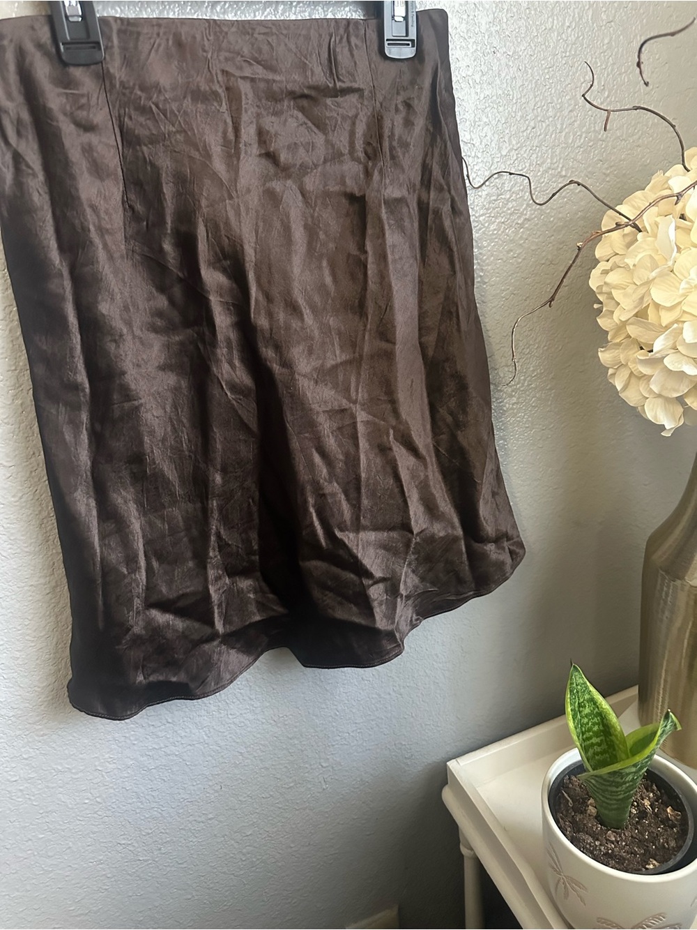 Babaton Chocolate Brown A-Line Satin Skirt